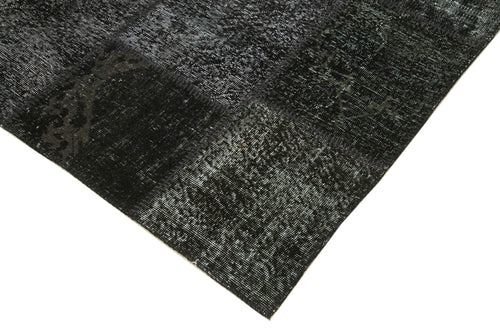 Kirk Yama Black Patchwork Cotton Wool Handmade Area Rug 8'2'' x 11'7''