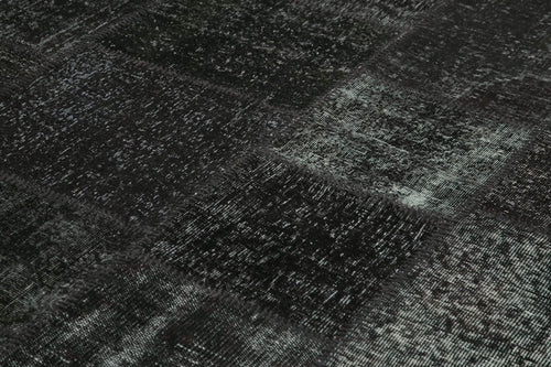 Kirk Yama Black Patchwork Cotton Wool Handmade Area Rug 8'2'' x 11'7''