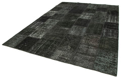 Kirk Yama Black Patchwork Cotton Wool Handmade Area Rug 8'2'' x 11'7''
