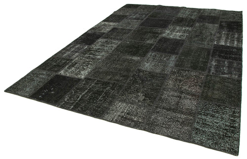 Kirk Yama Black Patchwork Cotton Wool Handmade Area Rug 8'2'' x 11'7''
