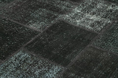 Kirk Yama Black Patchwork Cotton Wool Handmade Area Rug 8'2'' x 11'7''