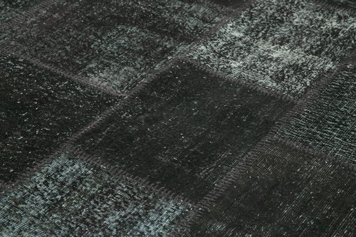 Kirk Yama Black Patchwork Cotton Wool Handmade Area Rug 8'2'' x 11'7''