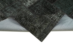 Kirk Yama Black Patchwork Cotton Wool Handmade Area Rug 8'2'' x 11'7''