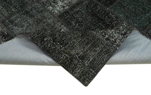 Kirk Yama Black Patchwork Cotton Wool Handmade Area Rug 8'2'' x 11'7''