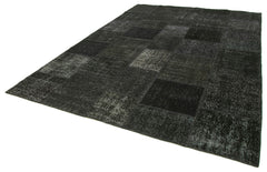 Kirk Yama Black Patchwork Cotton Wool Handmade Area Rug 8'2'' x 11'7''