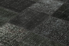 Kirk Yama Black Patchwork Cotton Wool Handmade Area Rug 8'2'' x 11'7''