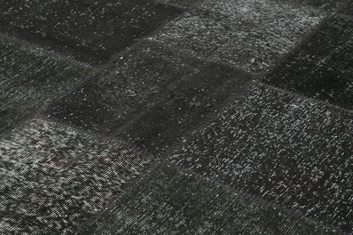 Kirk Yama Black Patchwork Cotton Wool Handmade Area Rug 8'2'' x 11'7''