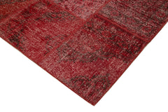 Handmade Area Rug - Red Patchwork Cotton Wool Vintage Turkish Carpet 8'2"x11'8"