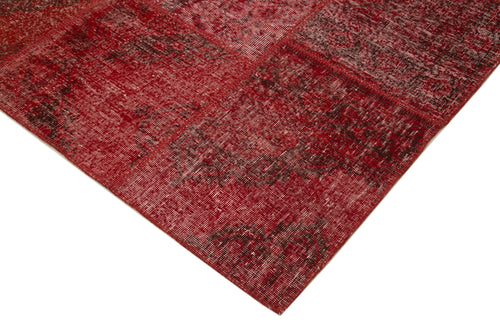 Handmade Area Rug - Red Patchwork Cotton Wool Vintage Turkish Carpet 8'2"x11'8"