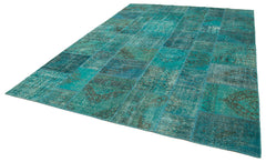 Kirk Yama Turquoise Patchwork Cotton Wool Handmade Area Rug 8'3'' x 11'6''