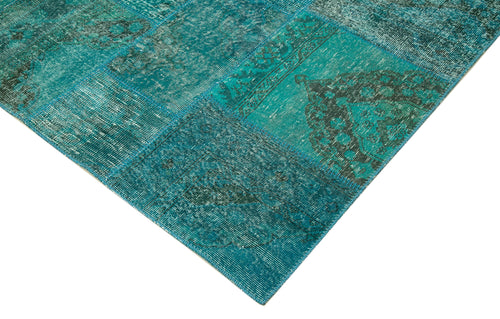 Kirk Yama Turquoise Patchwork Cotton Wool Handmade Area Rug 8'3'' x 11'6''
