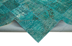 Kirk Yama Turquoise Patchwork Cotton Wool Handmade Area Rug 8'3'' x 11'6''