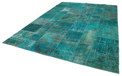 Kirk Yama Turquoise Patchwork Cotton Wool Handmade Area Rug 8'3'' x 11'6''