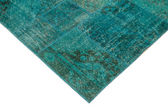Kirk Yama Turquoise Patchwork Cotton Wool Handmade Area Rug 8'3'' x 11'6''