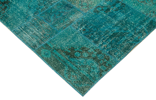 Kirk Yama Turquoise Patchwork Cotton Wool Handmade Area Rug 8'3'' x 11'6''