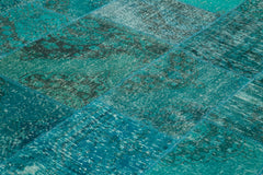 Kirk Yama Turquoise Patchwork Cotton Wool Handmade Area Rug 8'3'' x 11'6''