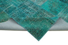 Kirk Yama Turquoise Patchwork Cotton Wool Handmade Area Rug 8'3'' x 11'6''