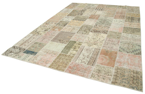 Kirk Yama Beige Patchwork Cotton Wool Handmade Area Rug 7'11'' x 11'6''