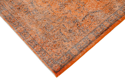 Overdyed Vintage Orange Vintage Cotton Wool Handmade Area Rug 6'9'' x 10'7''