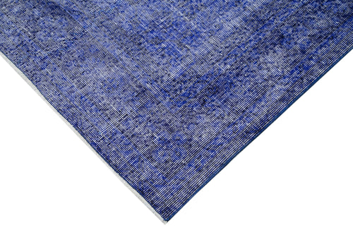 Overdyed Vintage Blue Vintage Cotton Wool Handmade Area Rug 6'8'' x 10'7''