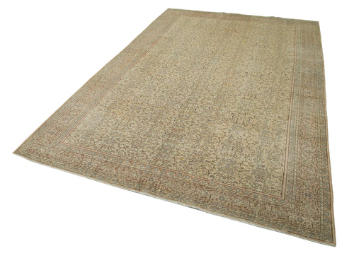 Vintage Beige Vintage Cotton Wool Handmade Area Rug 6'6'' x 9'9''