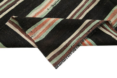 Striped Kilim Black Striped Goat Hair Handmade Rug 6'7'' x 9'7''
