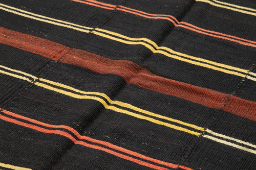 Striped Kilim Brown Striped Goat Hair Handmade Rug 6'0'' x 10'3''