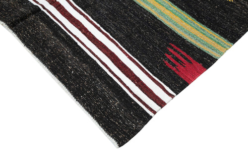 Striped Kilim Brown Striped Goat Hair Handmade Rug 5'7'' x 10'6''