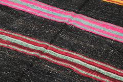 Striped Kilim Brown Striped Goat Hair Handmade Rug 5'7'' x 10'6''