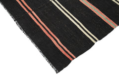Striped Kilim Black Striped Goat Hair Handmade Rug 6'8'' x 9'10''