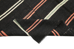 Striped Kilim Black Striped Goat Hair Handmade Rug 6'8'' x 9'10''