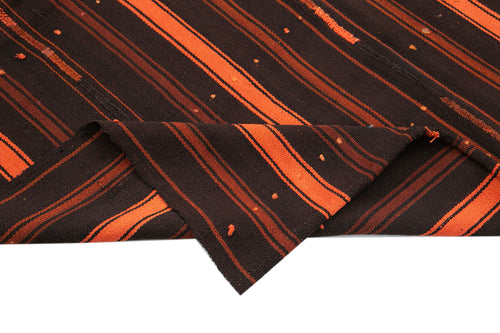 Striped Kilim Black Striped Goat Hair Handmade Rug 5'11'' x 7'3''