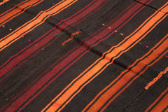 Striped Kilim Black Striped Goat Hair Handmade Rug 5'8'' x 7'5''
