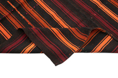 Striped Kilim Black Striped Goat Hair Handmade Rug 5'8'' x 7'5''