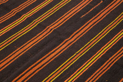 Striped Kilim Brown Striped Goat Hair Handmade Rug 5'10'' x 7'1''