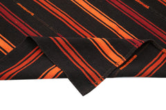 Striped Kilim Brown Striped Goat Hair Handmade Rug 6'4'' x 8'6''