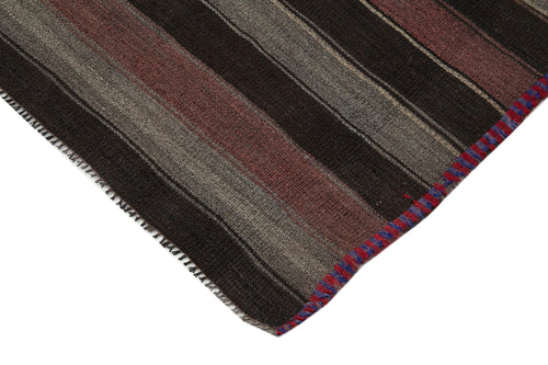 Striped Kilim Brown Striped Goat Hair Handmade Rug 5'10'' x 9'5''