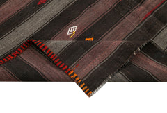 Striped Kilim Brown Striped Goat Hair Handmade Rug 5'10'' x 9'5''