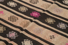 Striped Kilim Brown Striped Goat Hair Handmade Rug 6'0'' x 8'6''