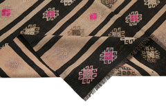 Striped Kilim Brown Striped Goat Hair Handmade Rug 6'0'' x 8'6''