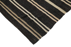 Striped Kilim Brown Striped Goat Hair Handmade Rug 5'7'' x 10'1''