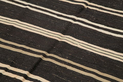 Striped Kilim Brown Striped Goat Hair Handmade Rug 5'7'' x 10'1''