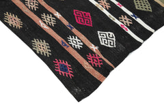 Striped Kilim Brown Striped Goat Hair Handmade Rug 5'3'' x 10'2''