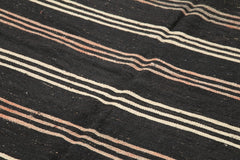 Striped Kilim Brown Striped Goat Hair Handmade Rug 6'1'' x 10'9''