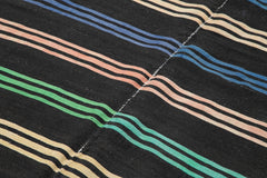 Striped Kilim Brown Striped Goat Hair Handmade Rug 6'4'' x 10'6''