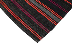 Striped Kilim Brown Striped Goat Hair Handmade Rug 6'8'' x 10'11''