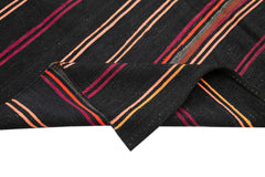 Striped Kilim Brown Striped Goat Hair Handmade Rug 6'8'' x 10'11''