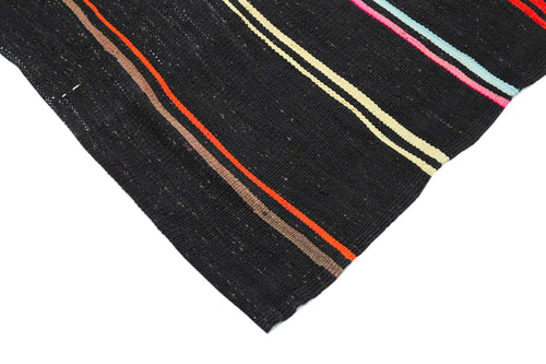 Striped Kilim Brown Striped Goat Hair Handmade Rug 7'0'' x 10'7''