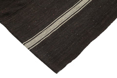 Striped Kilim Brown Striped Goat Hair Handmade Rug 7'6'' x 9'4''
