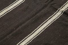 Striped Kilim Brown Striped Goat Hair Handmade Rug 7'6'' x 9'4''